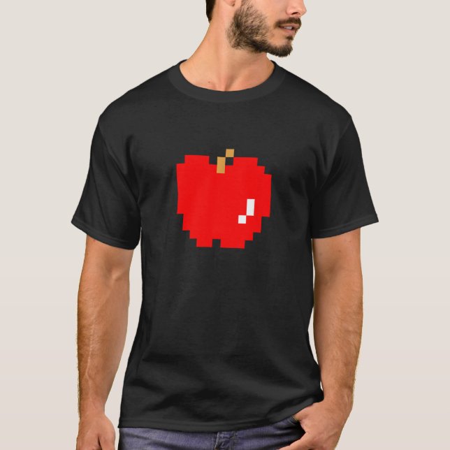 Apple Pixel 8 bit Arcade Video Game Matching Costu T-Shirt (Front)