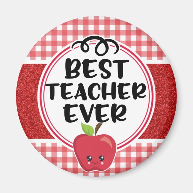 Apple Plaid Teacher Appreciation Best Teacher Ever Magnet (Front)