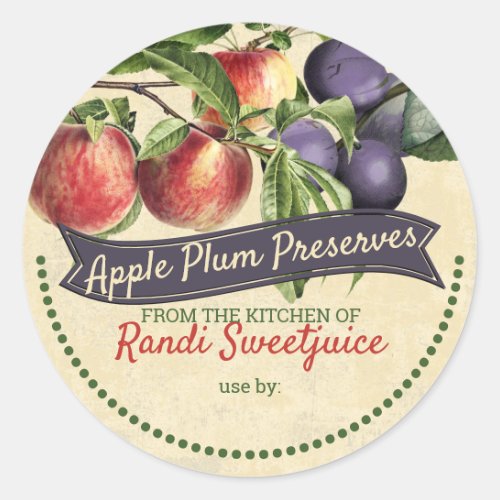 Apple plum jam preserves home canning label