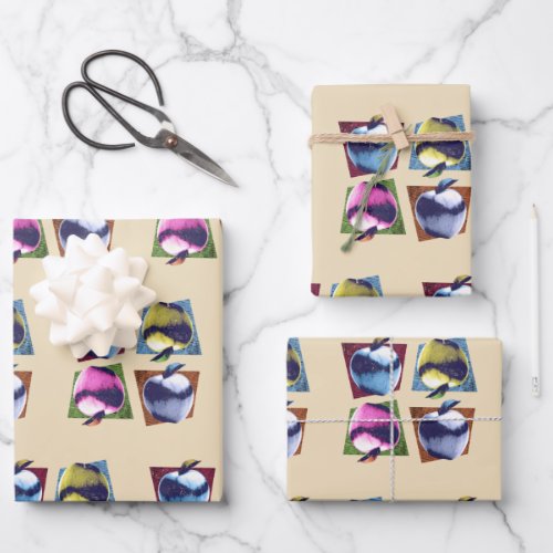 Apple pop art design wrapping paper sheets