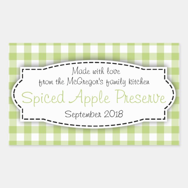 Apple preserve jam green food label sticker (Front)