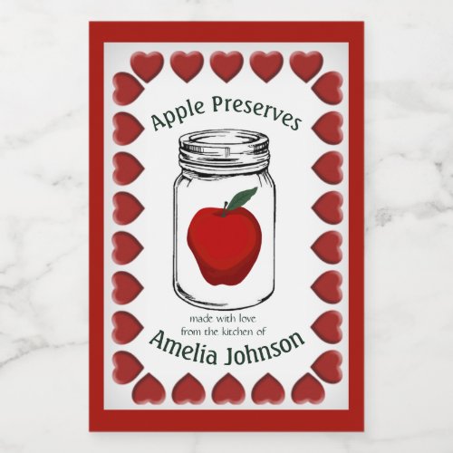 Apple Preserves Made with Love Product 2x3 Food Label