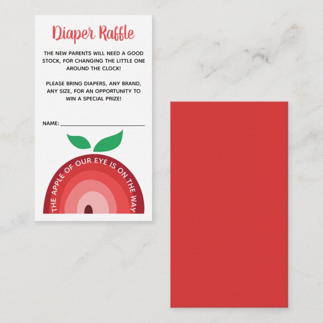 Apple Rainbow, Baby Shower Diaper Raffle Enclosure Card (Front/Back)