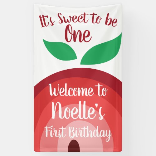 Apple Rainbow Sweet to be One 1st Birthday Banner