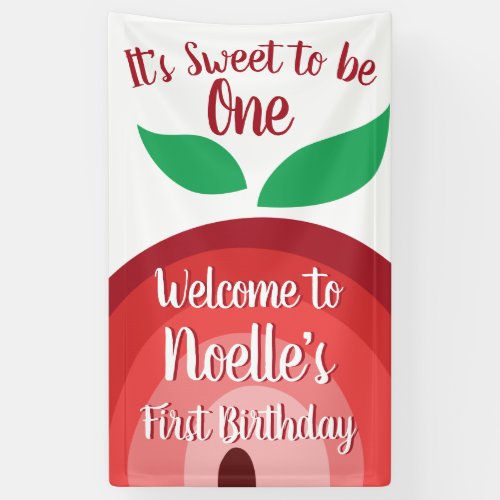 Apple Rainbow Sweet to be One 1st Birthday  Banner