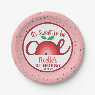 Apple Rainbow, Sweet to be One, 1st Birthday Paper Plates
