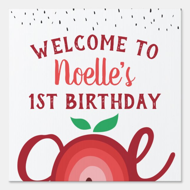 Apple Rainbow, Sweet to be One, 1st Birthday Sign (Front)