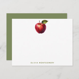 Apple Red and Green Teacher Personal Note Card