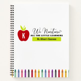 Apple Red and Rainbow Crayon Elementary Teacher’s Notebook