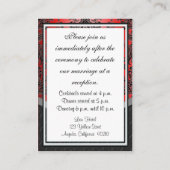 Apple Red & Black Damask Wedding Reception Cards (Back)