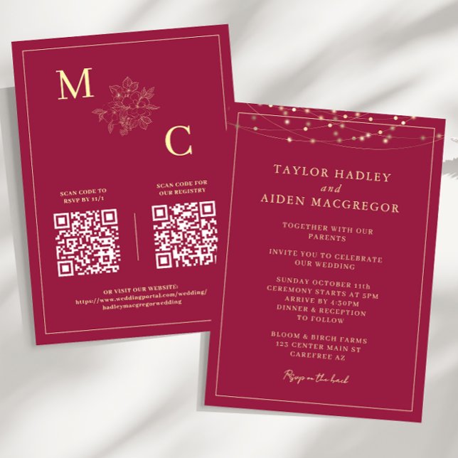 Apple Red Elegant QR Code Wedding Invitation (Creator Uploaded)