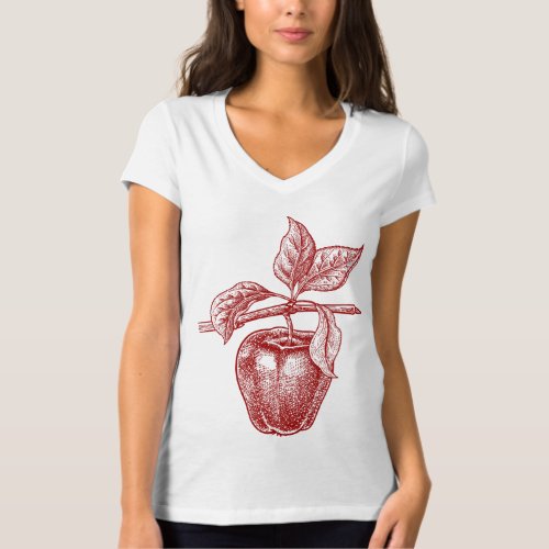 Apple red fruit Retro Vintage drawing _ Apple T_Shirt