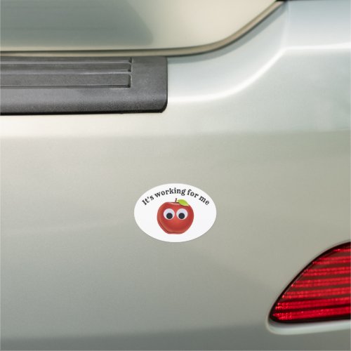 Apple red fruit with googly eyes _ Personalized Car Magnet