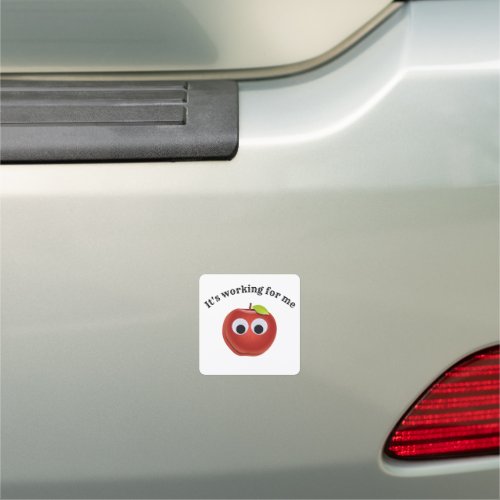 Apple red fruit with googly eyes _ Personalized Car Magnet