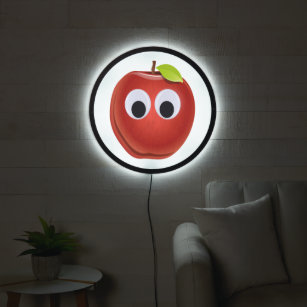Apple, red fruit with googly eyes - Personalized LED Sign