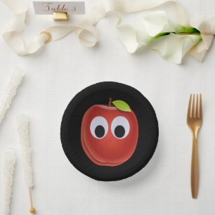 Apple, red fruit with googly eyes - Personalized Paper Bowls