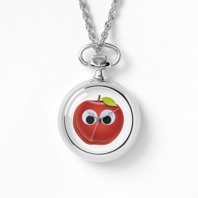 Apple, red fruit with googly eyes - Personalized Watch (Front)