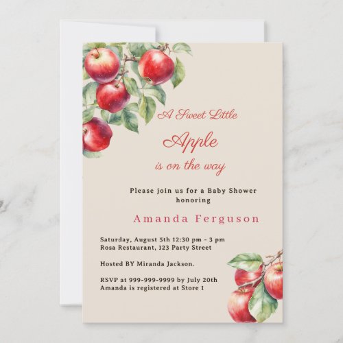 Apple red gingham girl Baby Shower Invitation