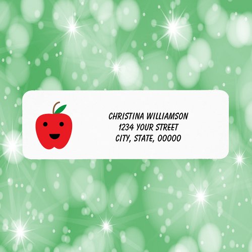 Apple Red Kawaii Personalize Return Address Label