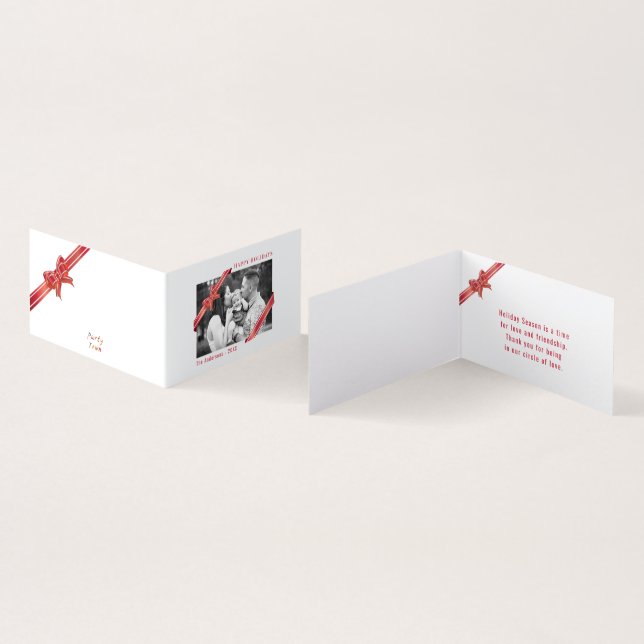 Apple Red Ribbon Christmas Photo (Inside and Outside)