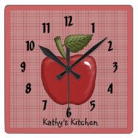 Apple (Red) Square Wall Clock