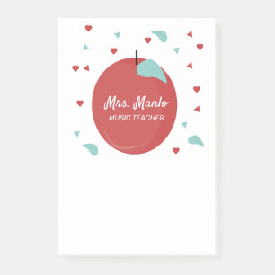 Apple Red Teacher Script Name Post-it Notes