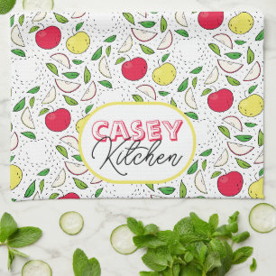 Apple Red Yellow Green Fruit Graphic Art Modern Kitchen Towel