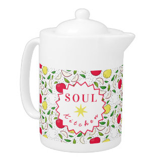 Apple Red Yellow Green Fruit Graphic Art Modern Teapot
