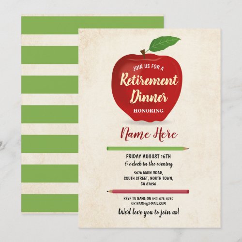 Apple Retirement Party Red Teacher Cream Rustic