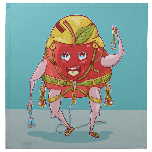 Apple Rock Climber Funny Fruit Cloth Napkin (Front)