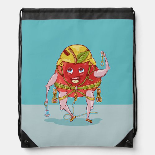 Apple Rock Climber Funny Fruit Drawstring Bag