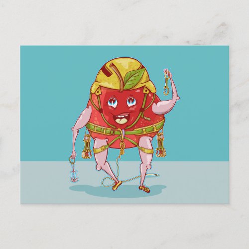 Apple Rock Climber Funny Fruit Postcard