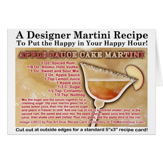 Apple Sauce Cake Martini Recipe Greeting Card (Front Horizontal)