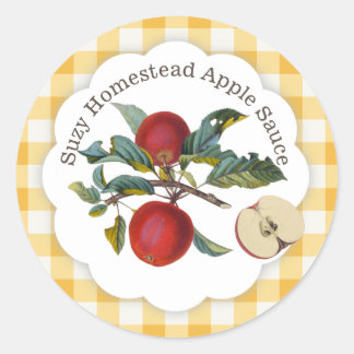 Apple Sauce Classic Gingham Round Sticker