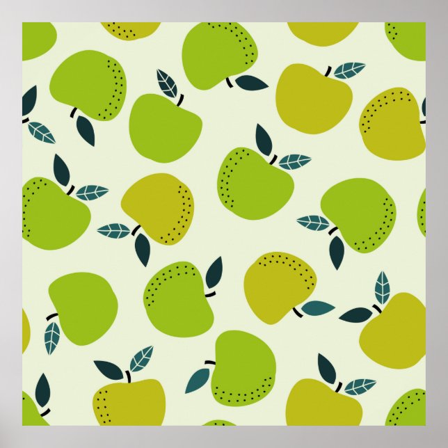 Apple seamless pattern. Fruit theme illustration.a Poster (Front)
