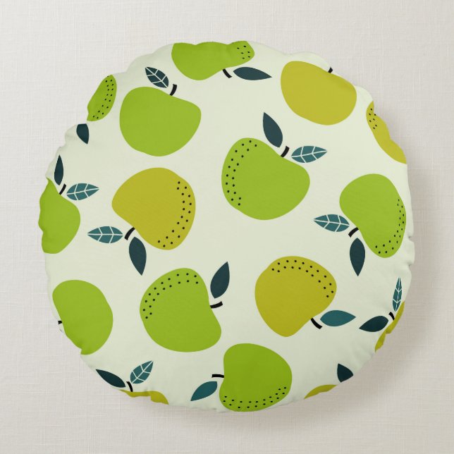 Apple seamless pattern. Fruit theme illustration.a Round Pillow (Front)