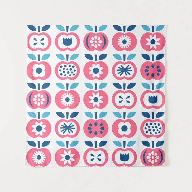 Apple seamless pattern. Set of colorful retro appl Tapestry (Front)
