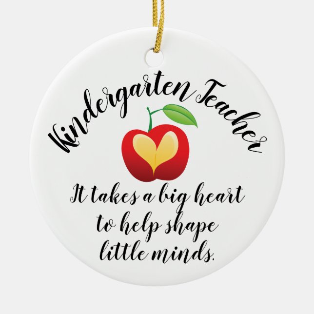 Apple Shape Little Minds Personalized Teacher Ceramic Ornament (Front)