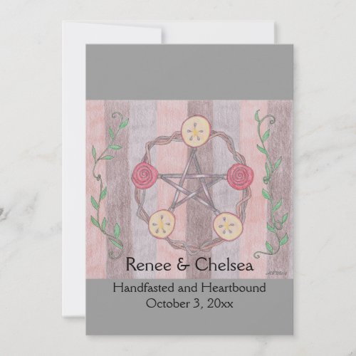 Apple Slice Pentacle Wreath Handfasting Wedding Invitation