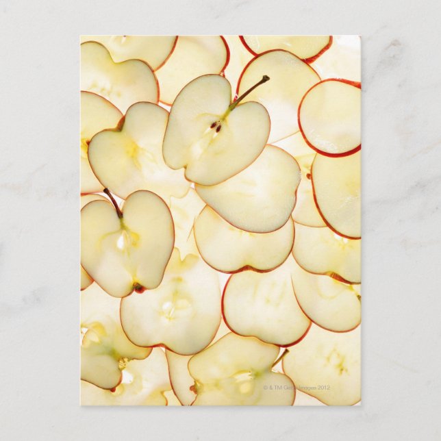 apple slices backlit and arranged in abstract postcard (Front)