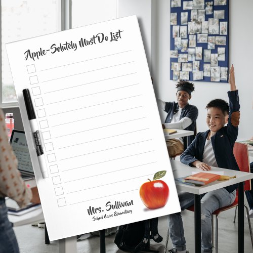 Apple_Solutely Must Do List Red Apple Teacher  Dry Erase Board