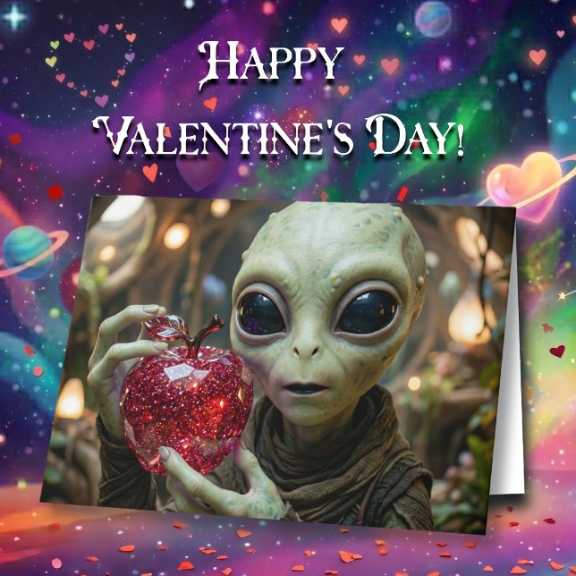 Apple-solutely Yours| Funny Alien Valentine's Day Card (Creator Uploaded)