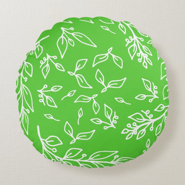 Apple Spring Green Floral Round Pillow (Front)