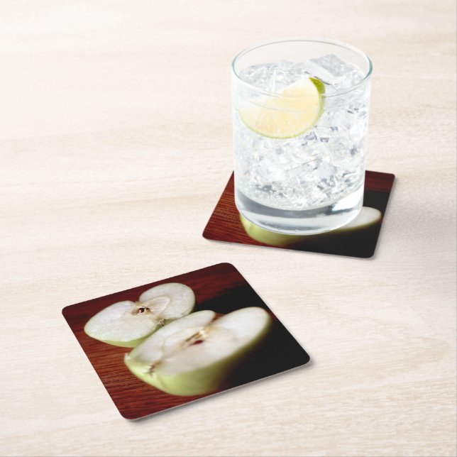 Apple Square Paper Coaster (Insitu)