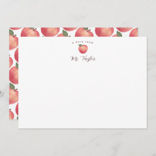 Apple Stationary Teacher Name Note Card