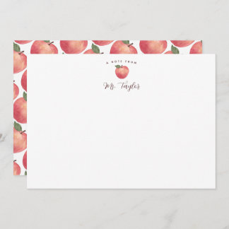 Apple Stationary Teacher Name Note Card