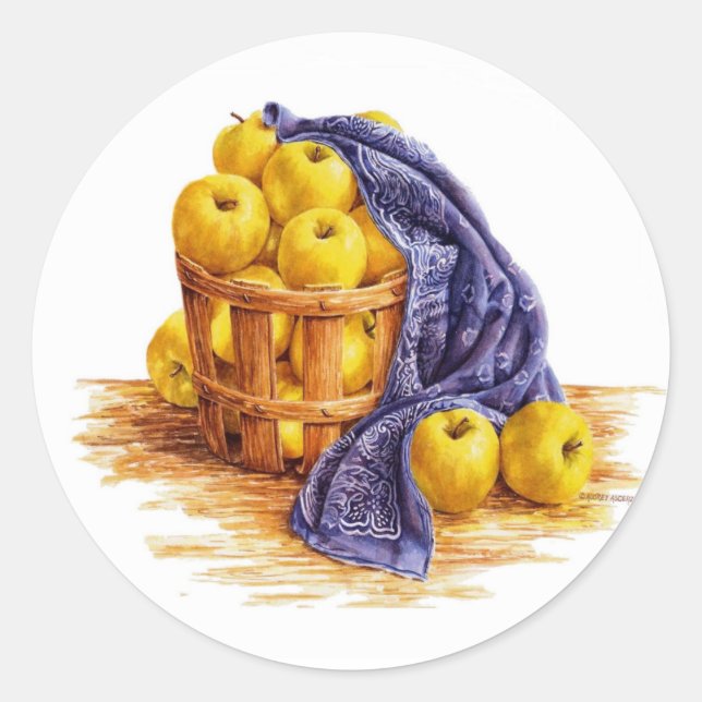 Apple Stickers Golden Delicious Apple Basket (Front)