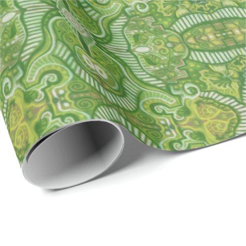Apple Stripe Bohemian Arabesque Pattern Chartreuse Wrapping Paper