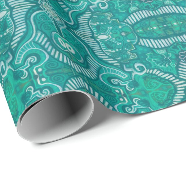 Apple Stripe Bohemian Arabesque Pattern Wrapping Paper (Roll Corner)