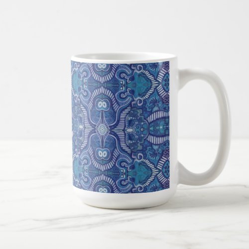 Apple Stripe Bohemian Boho Arabesque Pattern Blue Coffee Mug